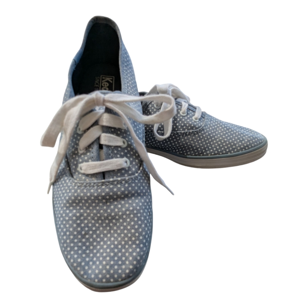 Keds Champion Sneakers, Blue with small white dots, Size 8.5